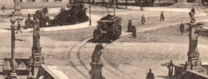 France / Germany : Strasbourg Strassburg in Elsass Justizpalast and Tram Postcard - detail